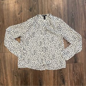 Forever 21 Small White & Black Polka Dot Button Down Blouse